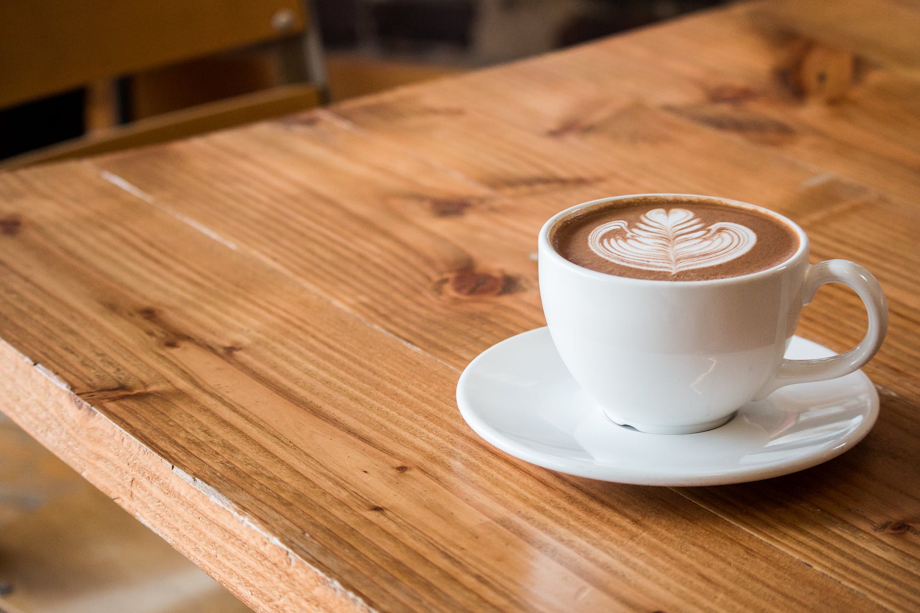 Cafe late at rustic table